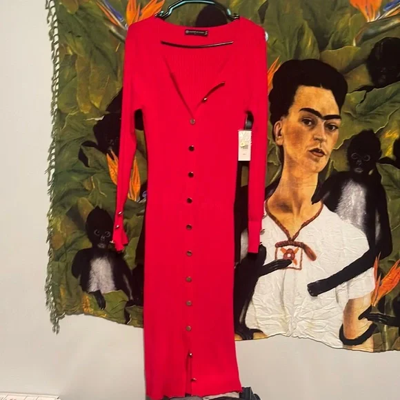 fashion to figure red dress The Sandra Modest Ruffle Dress Redwood / XS main image 0
